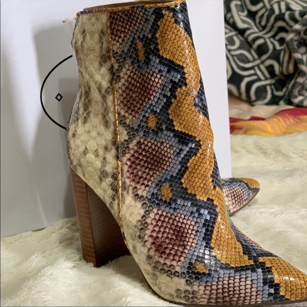 NEW Multi-colored Snakeskin ankle boots